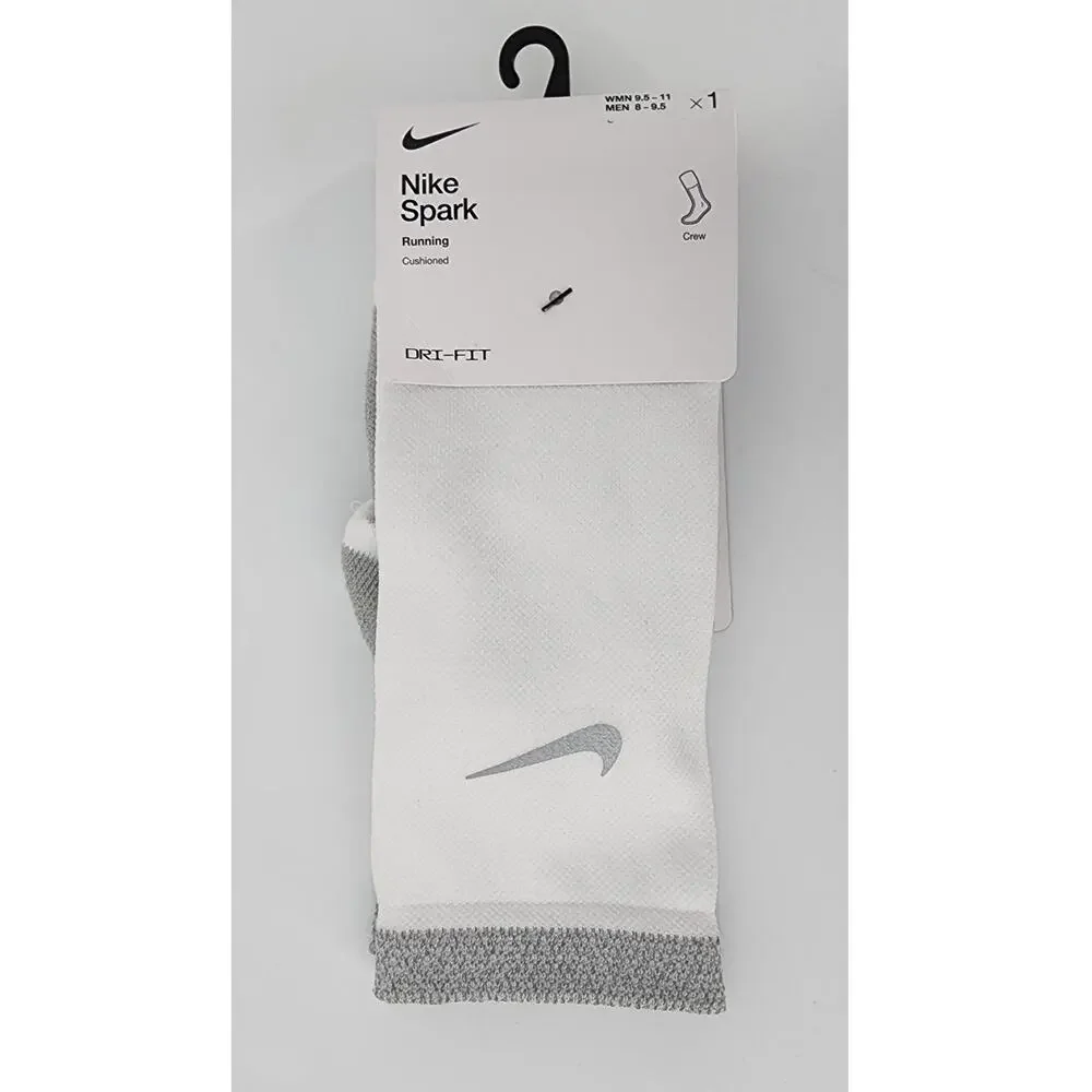 New NWT Nike Spark Running Cushioned White Crew‎ Socks Size 9.5-11